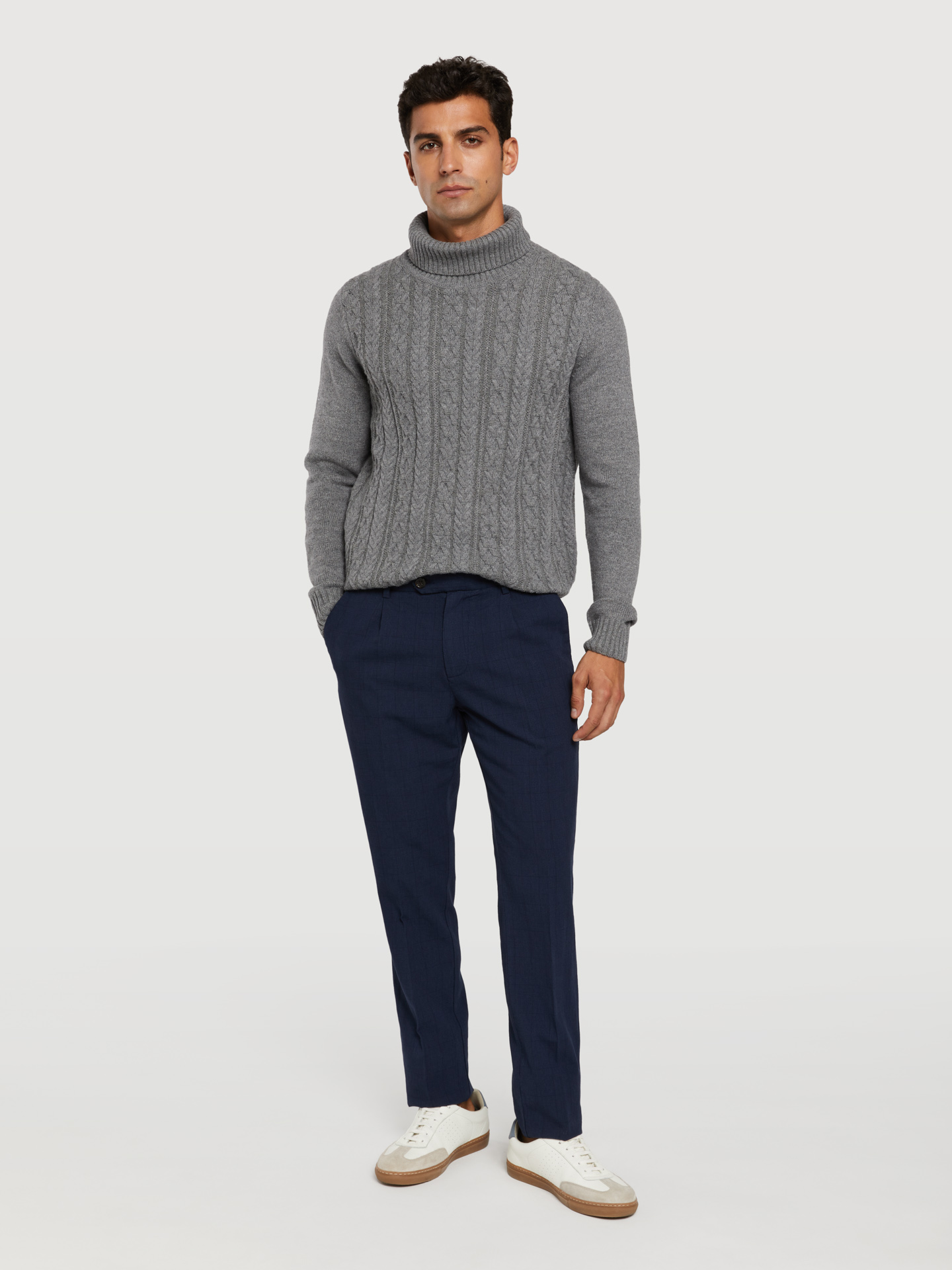 Slim fit garment dye prince of walles chino trousers