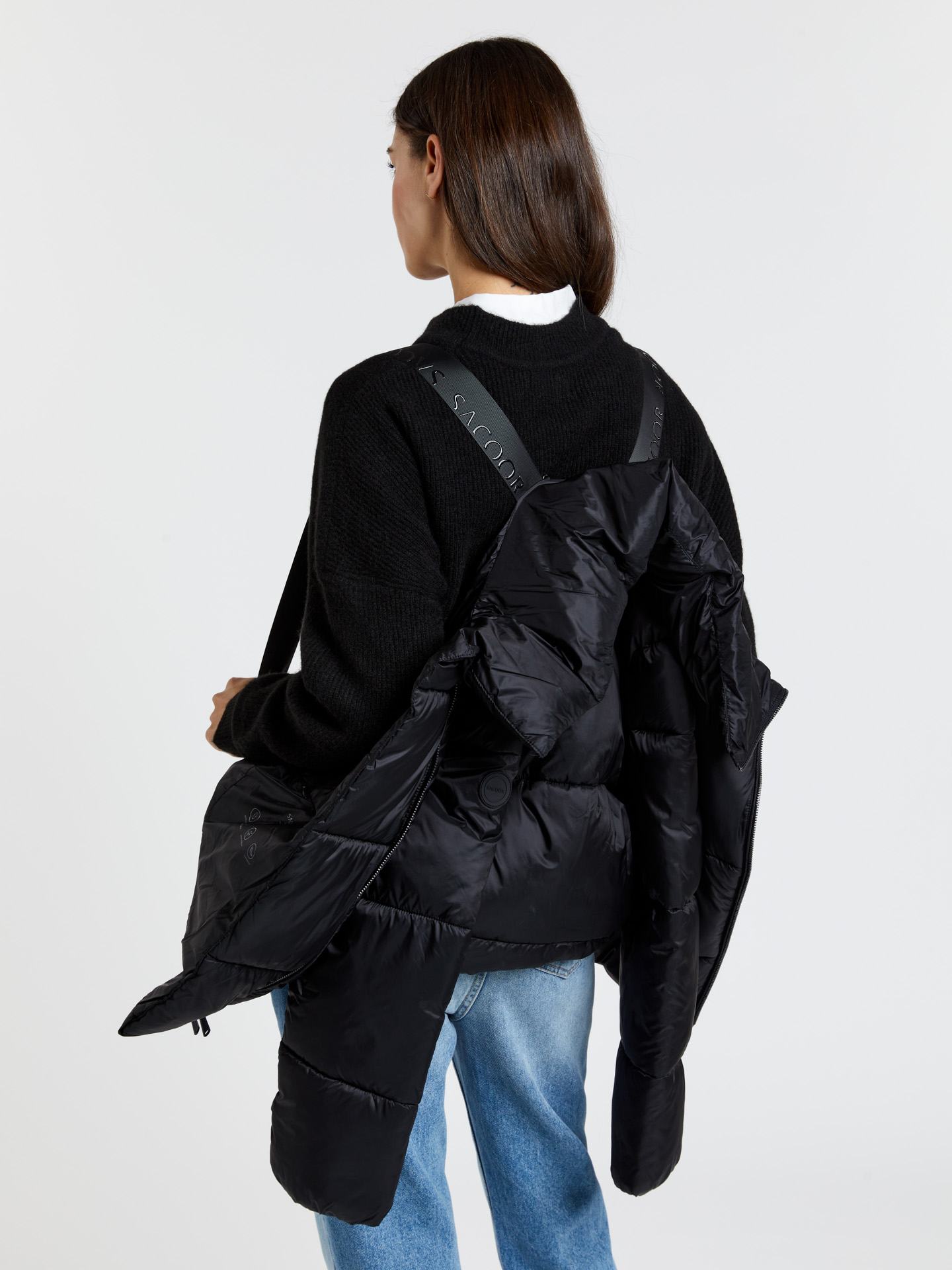 Puffer jacket with high collar