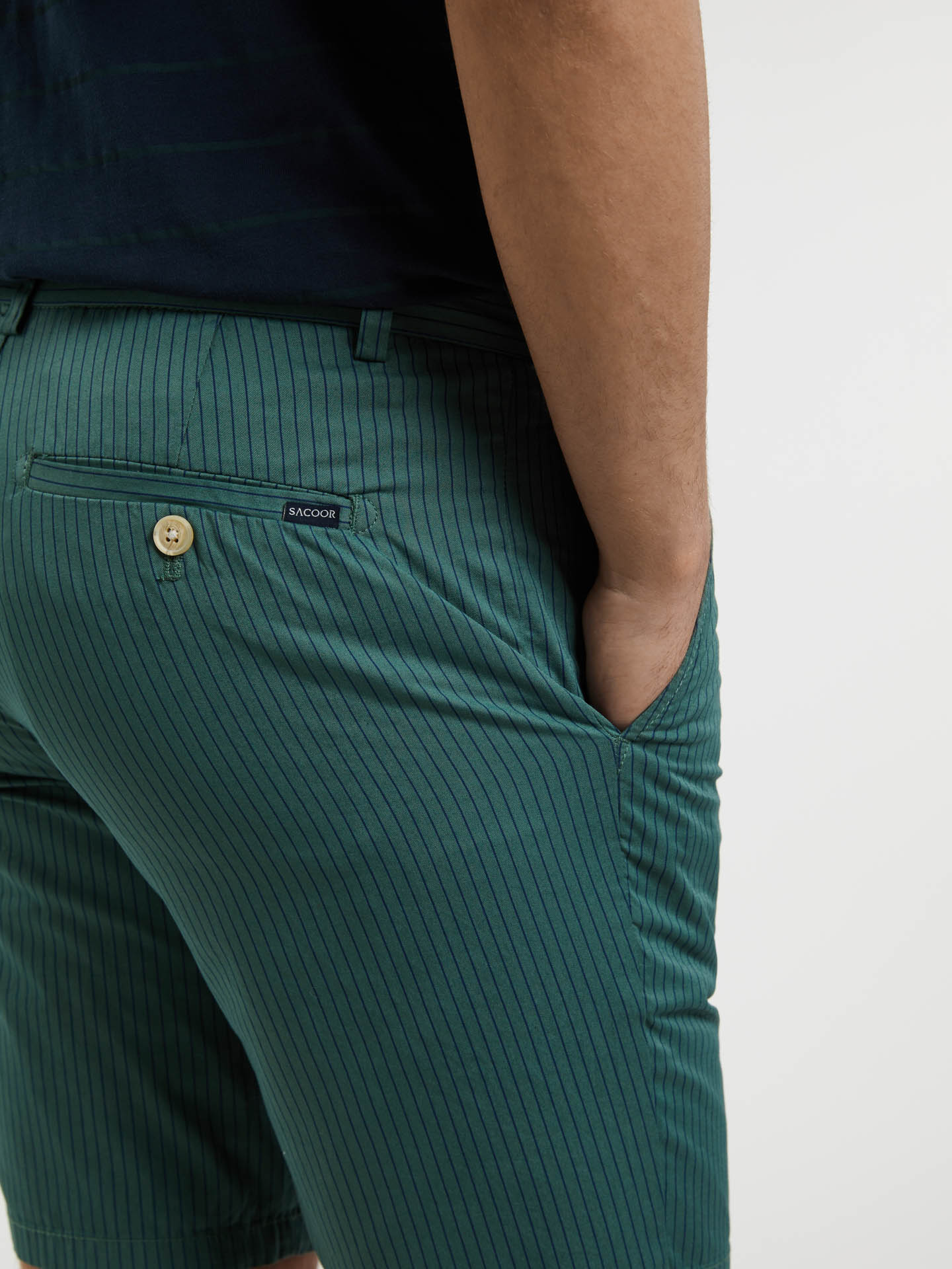 Striped Slim Fit Bermuda in Garment Dye