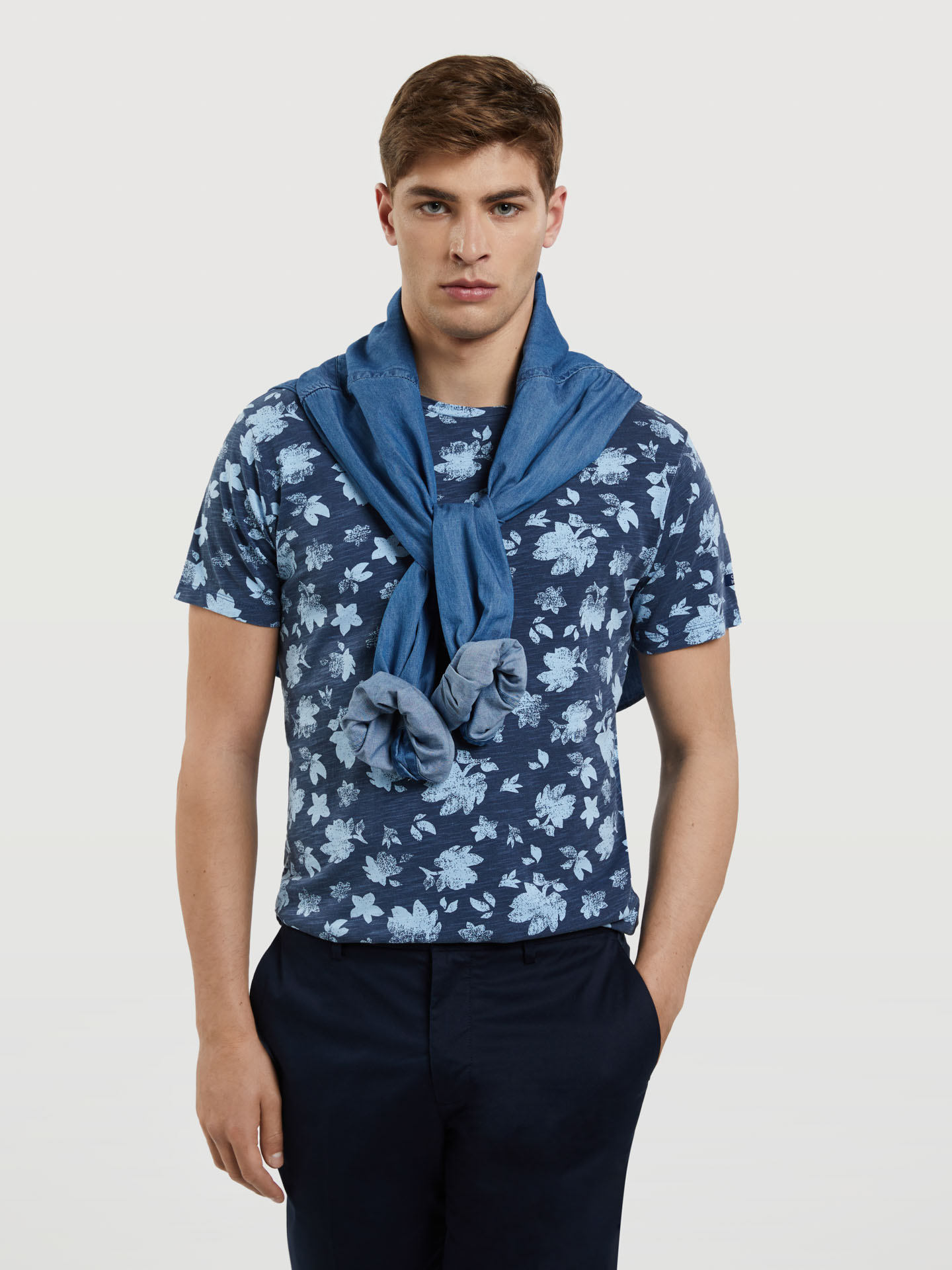 Garment Dye T-shirt With 'Flowers' Print