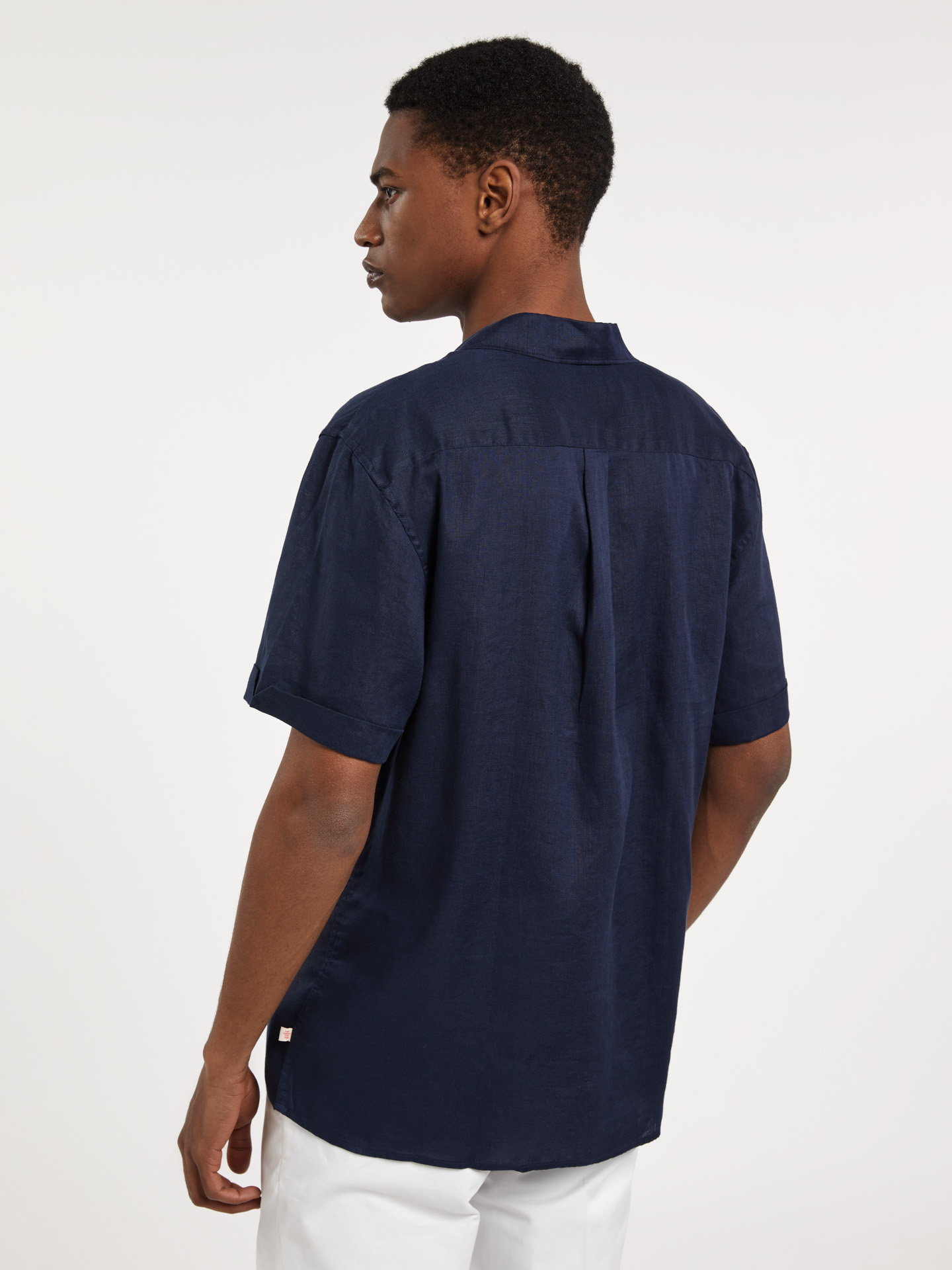 Slim fit pure linen cuba collar shirt