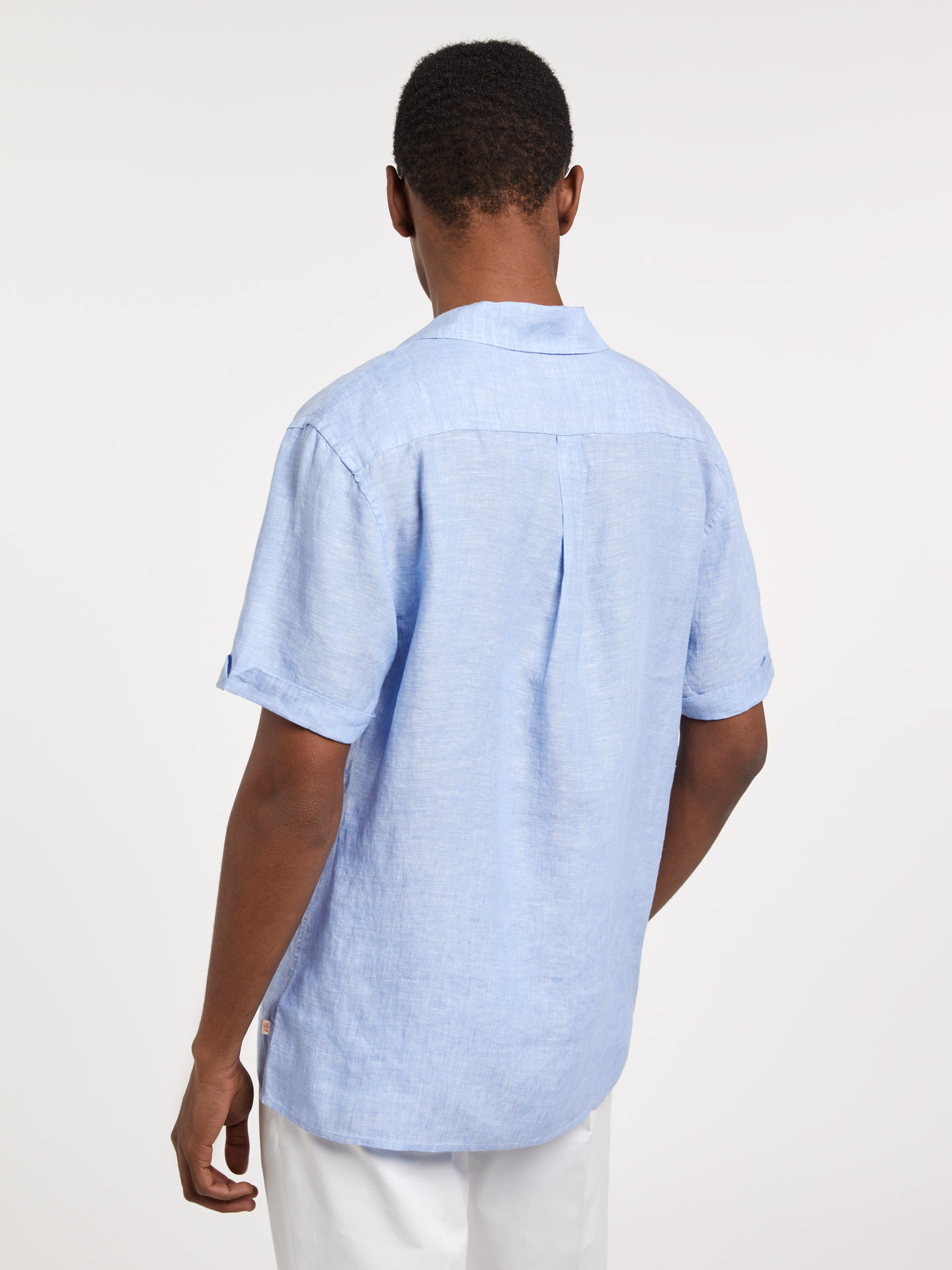 Slim fit pure linen cuba collar shirt