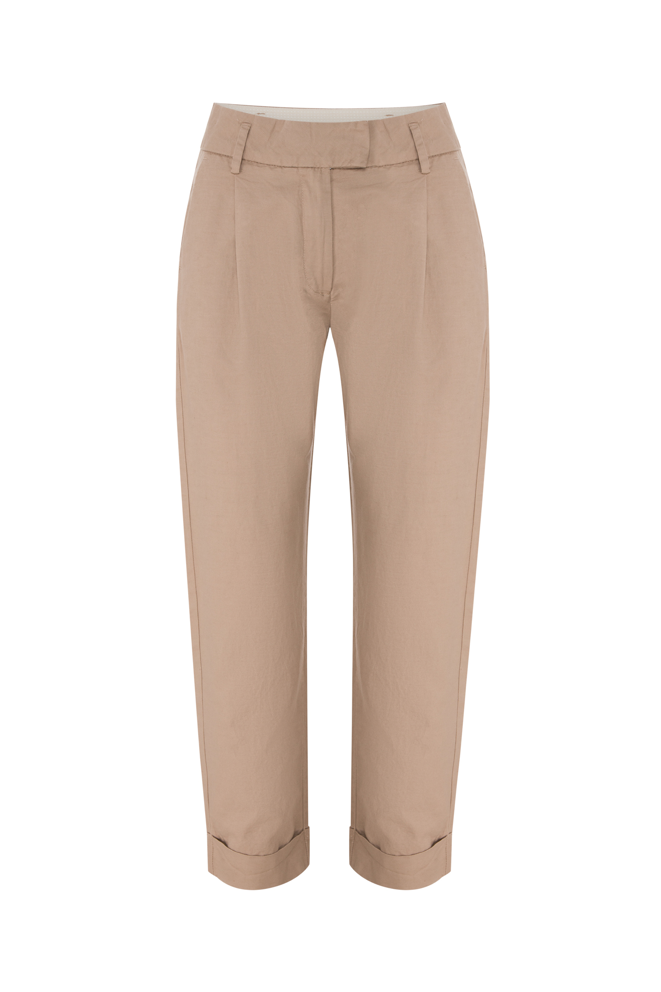 Pleated chino trousers with turn-up hem