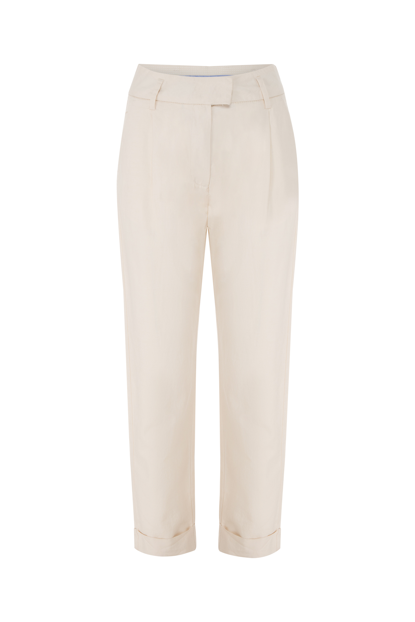 Pleated chino trousers with turn-up hem