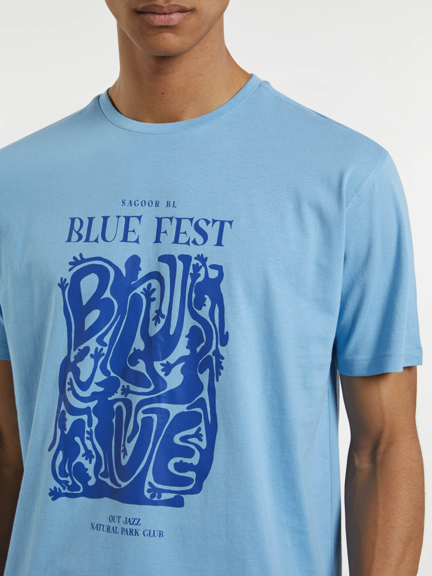 Man's T-shirt Blue Fest Loose Fit