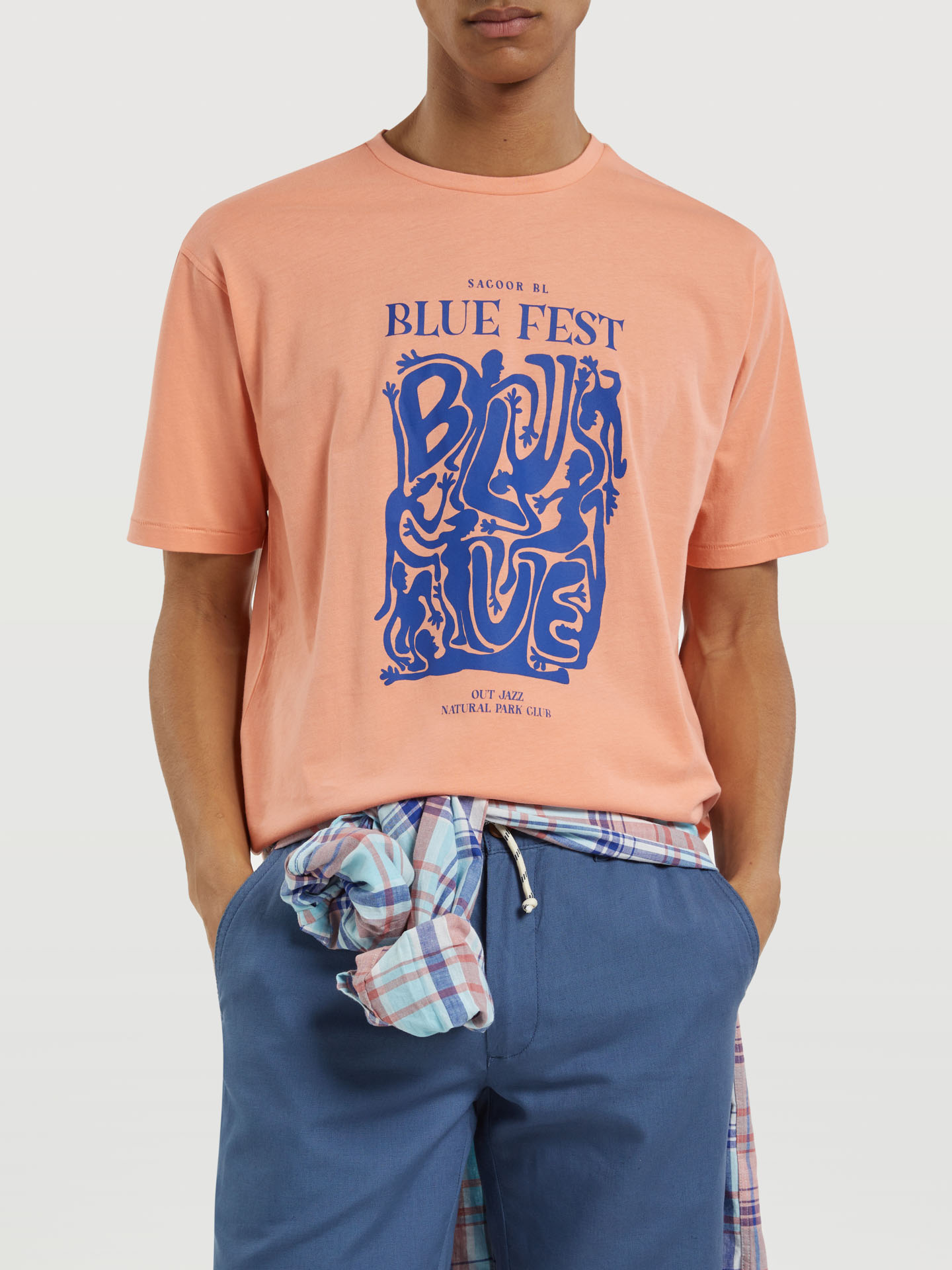 Man's T-shirt Blue Fest Loose Fit