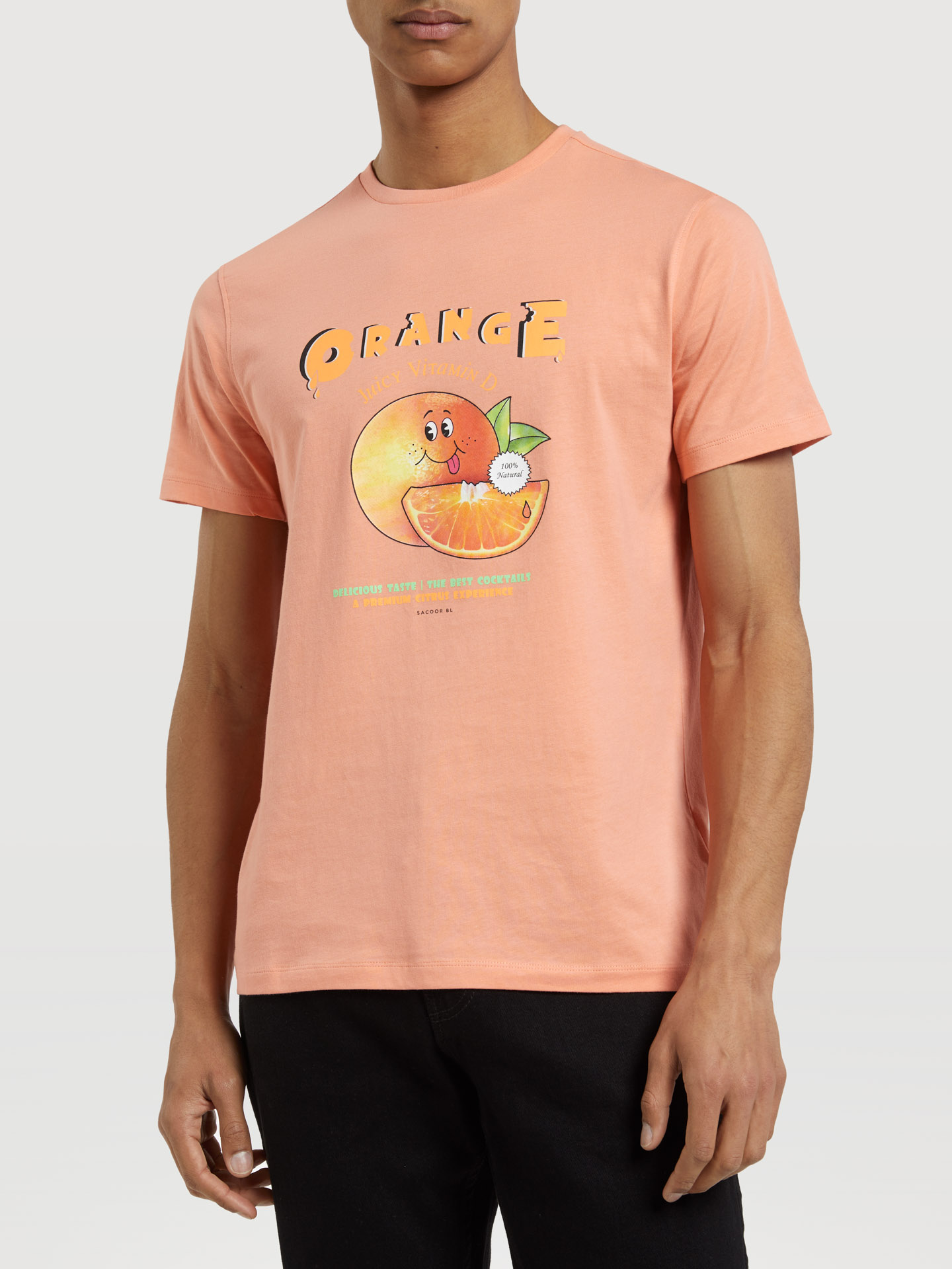Man's T-shirt Orange Cartoon