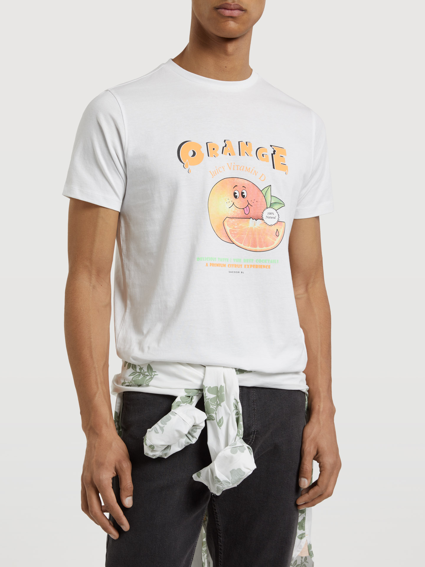 Man's T-shirt Orange Cartoon