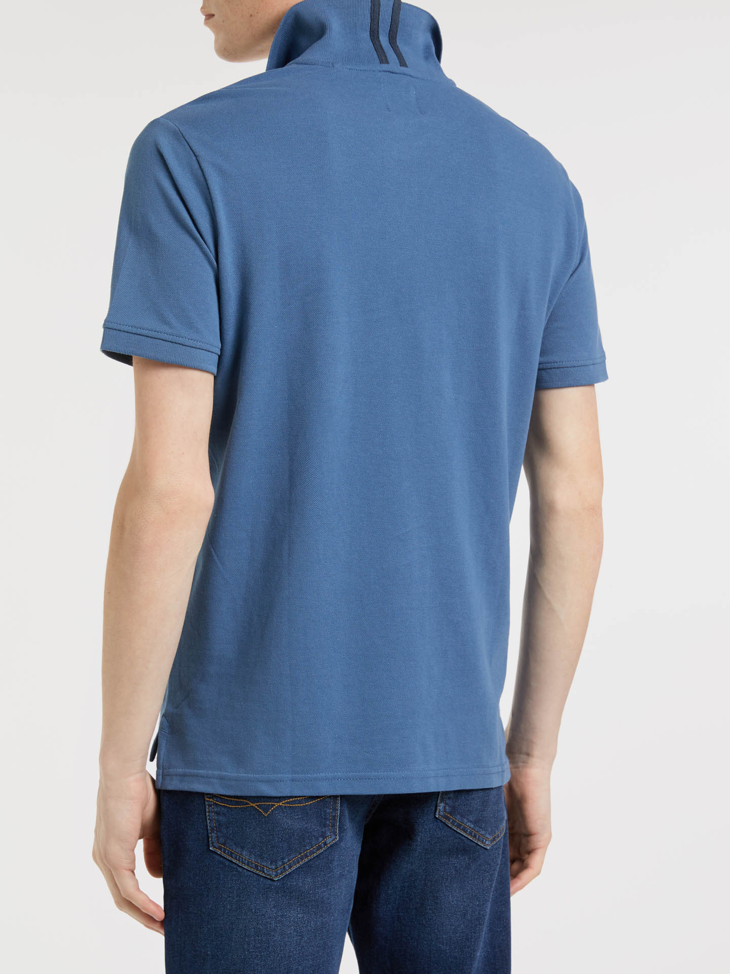 A cool polo shirt, with contrasting color details on the collar