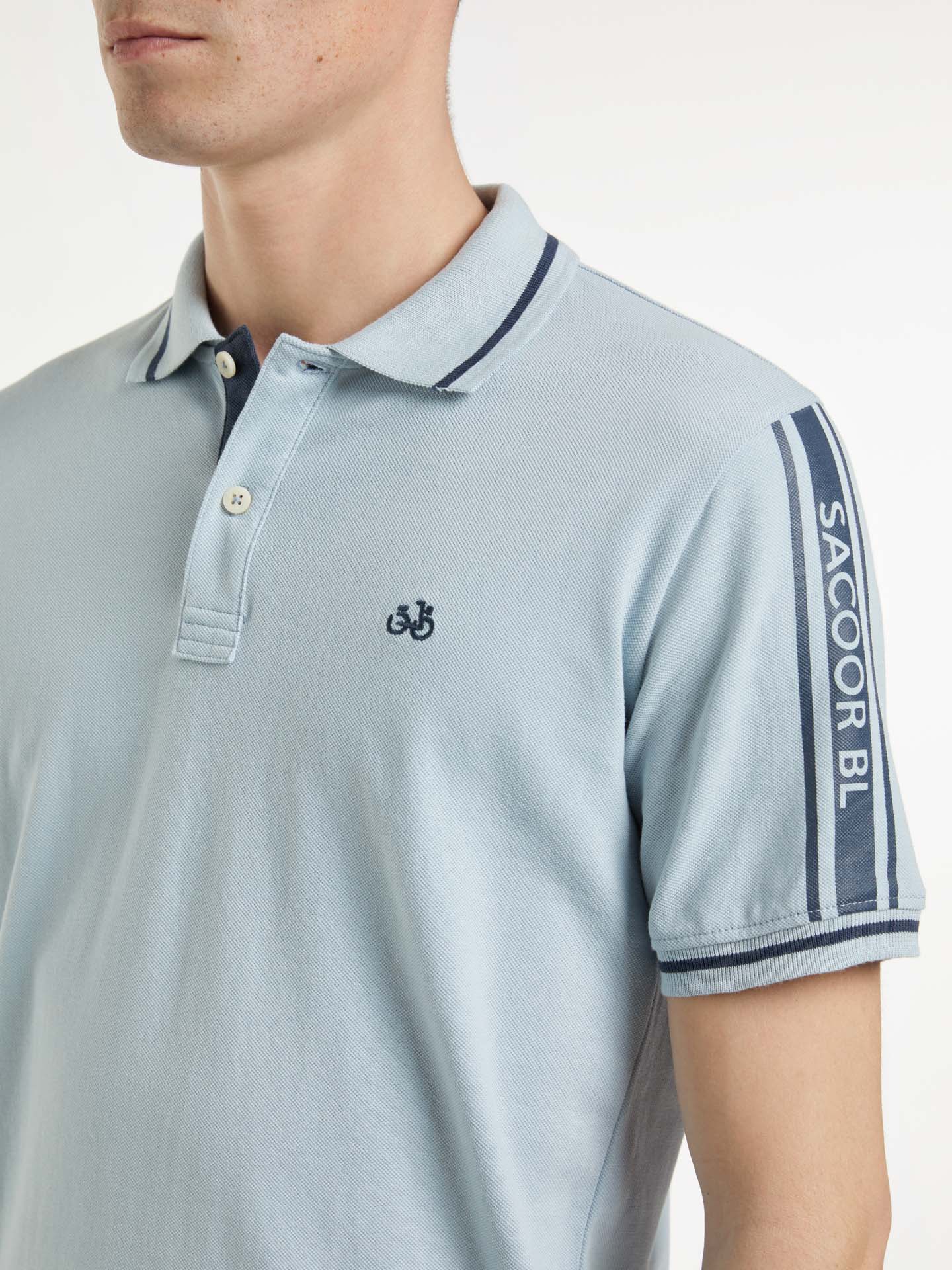 The printed sleeve polo shirt by SACOOR BLUE