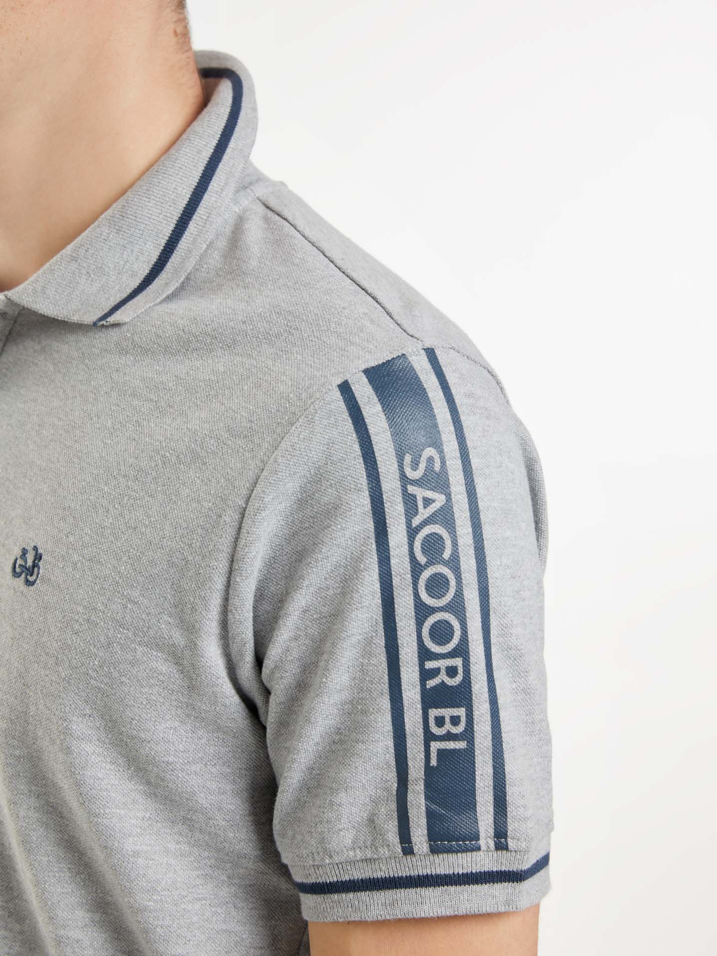 The printed sleeve polo shirt by SACOOR BLUE