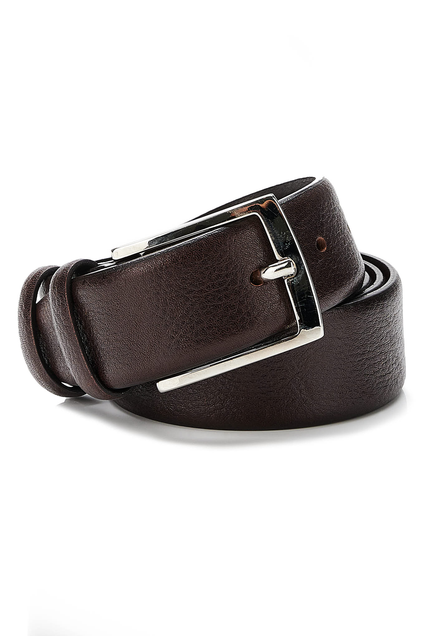 Grained leather belt